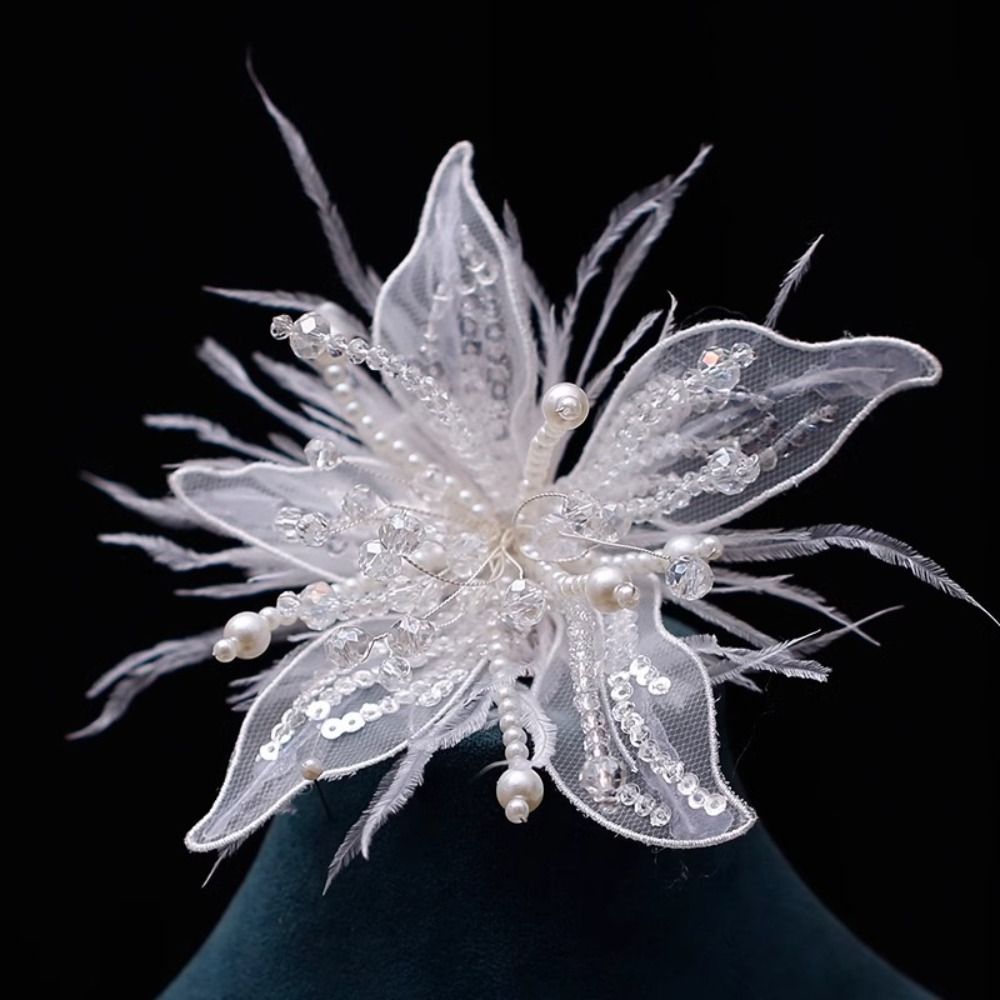 Applique Patch Flower - フェザーパール3Dオーガンザフラワーパッチクリスタルフラワーレーススタッズパッチツイストワイヤー多層アップリケ装飾DIYクラフト