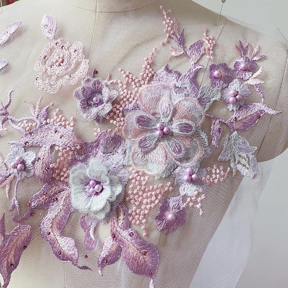 3D 花ビーズレース生地アップリケ刺繍縫製パッチ結婚式のイブ - Applique Patch Flower のレビューと価格
