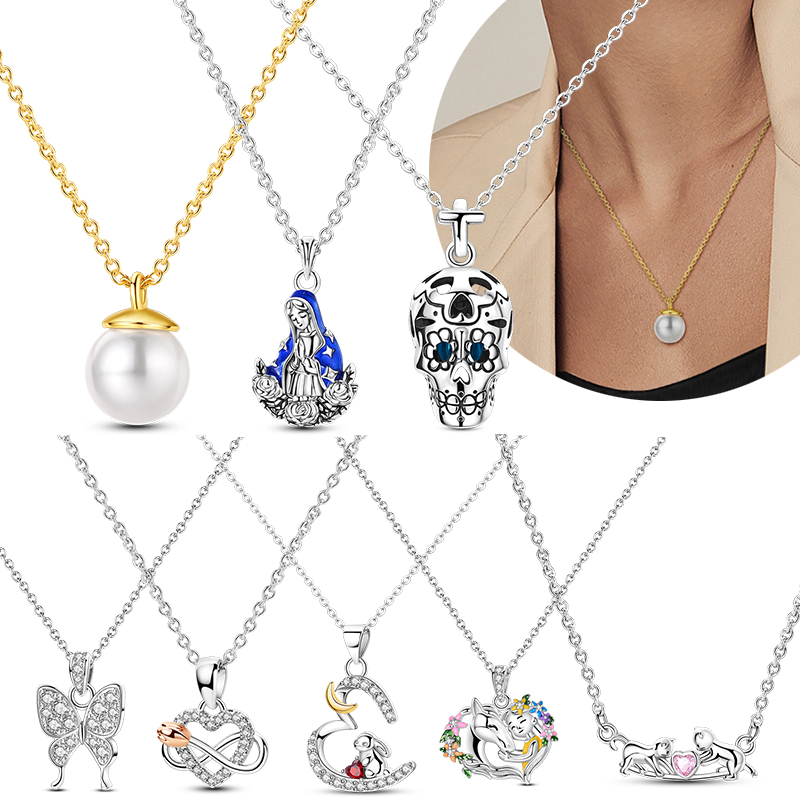 オリジナル 925 スターリングシルバーネックレス真珠蝶ペン - Pearl Trim Chain のレビューと価格