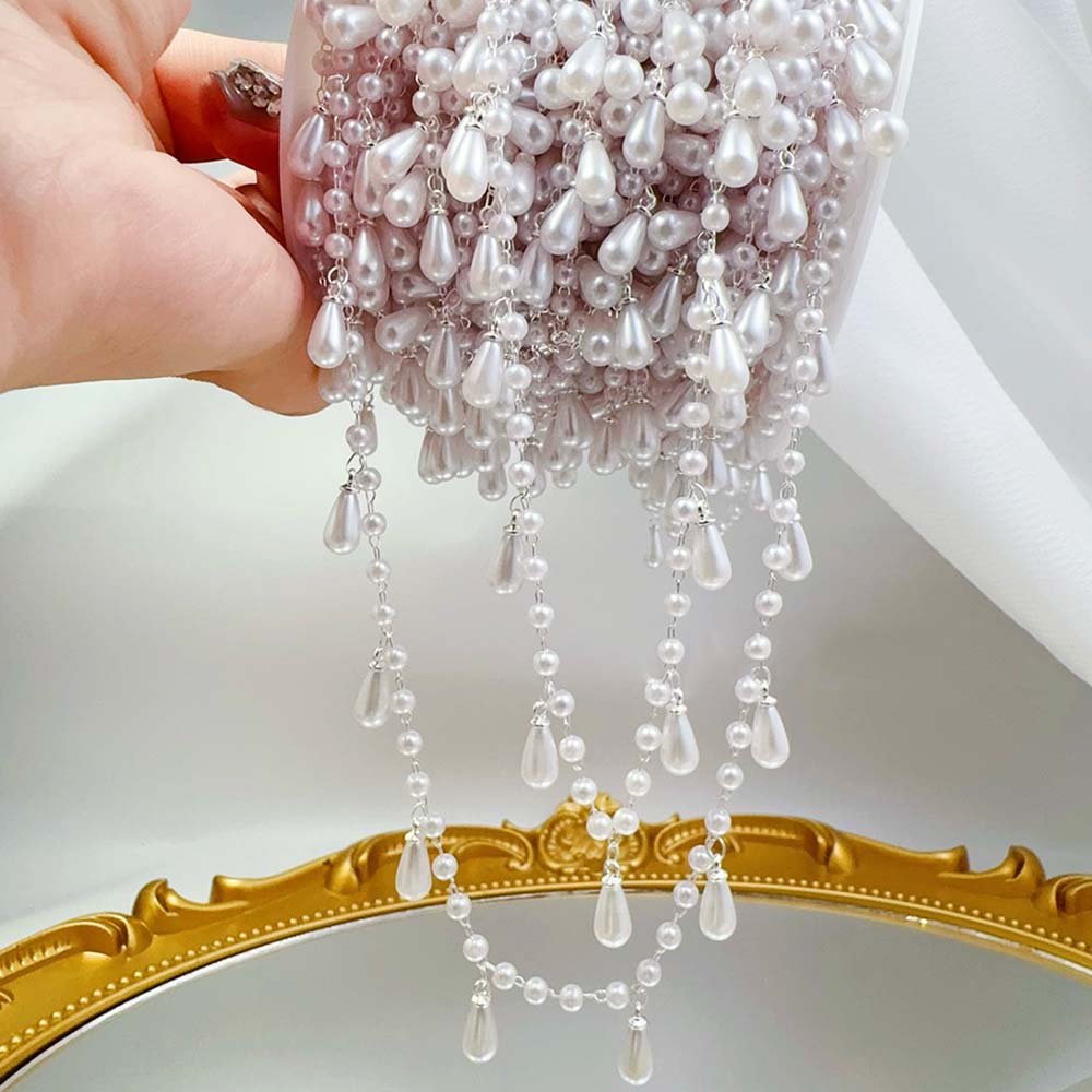 0.5 メートル 1 メートル模造パール水滴チャームビーズチ - Pearl Trim Chain のレビューと価格