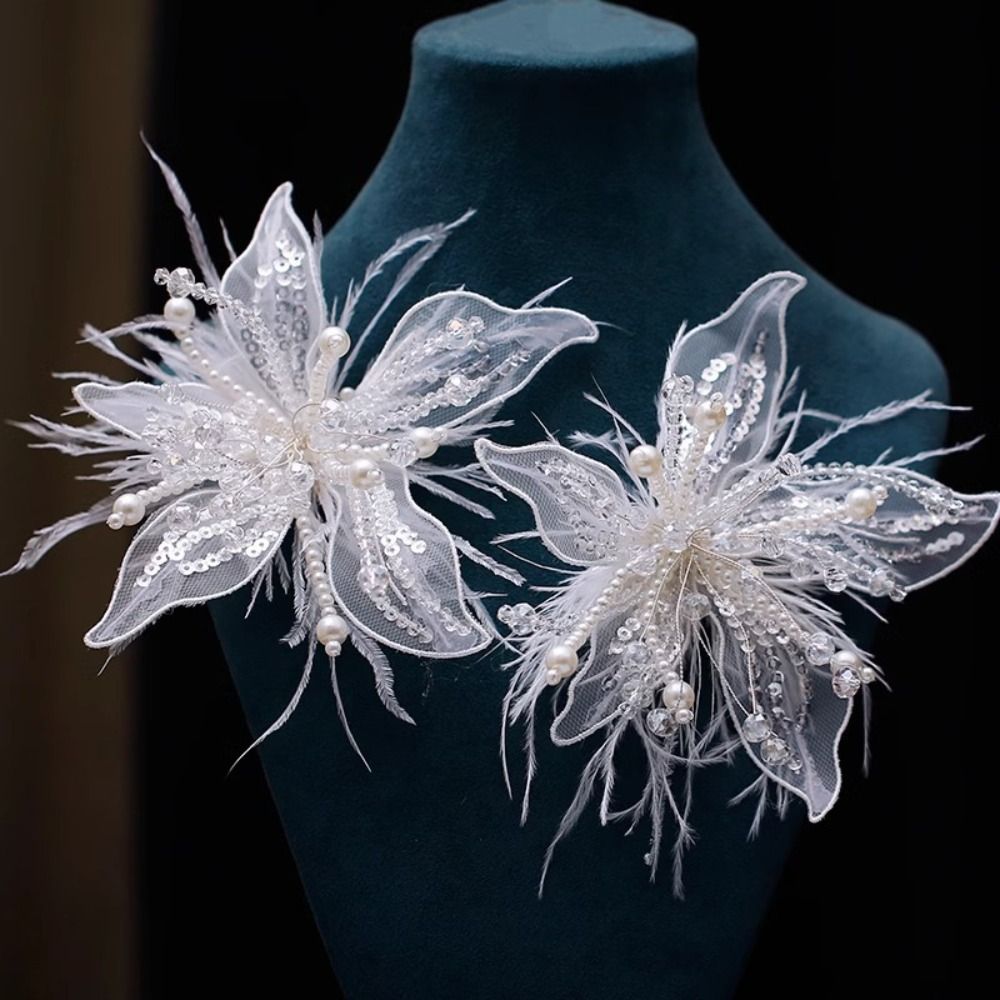 フェザーパール3Dオーガンザフラワーパッチクリスタルフラワー - Applique Patch Flower のレビューと価格