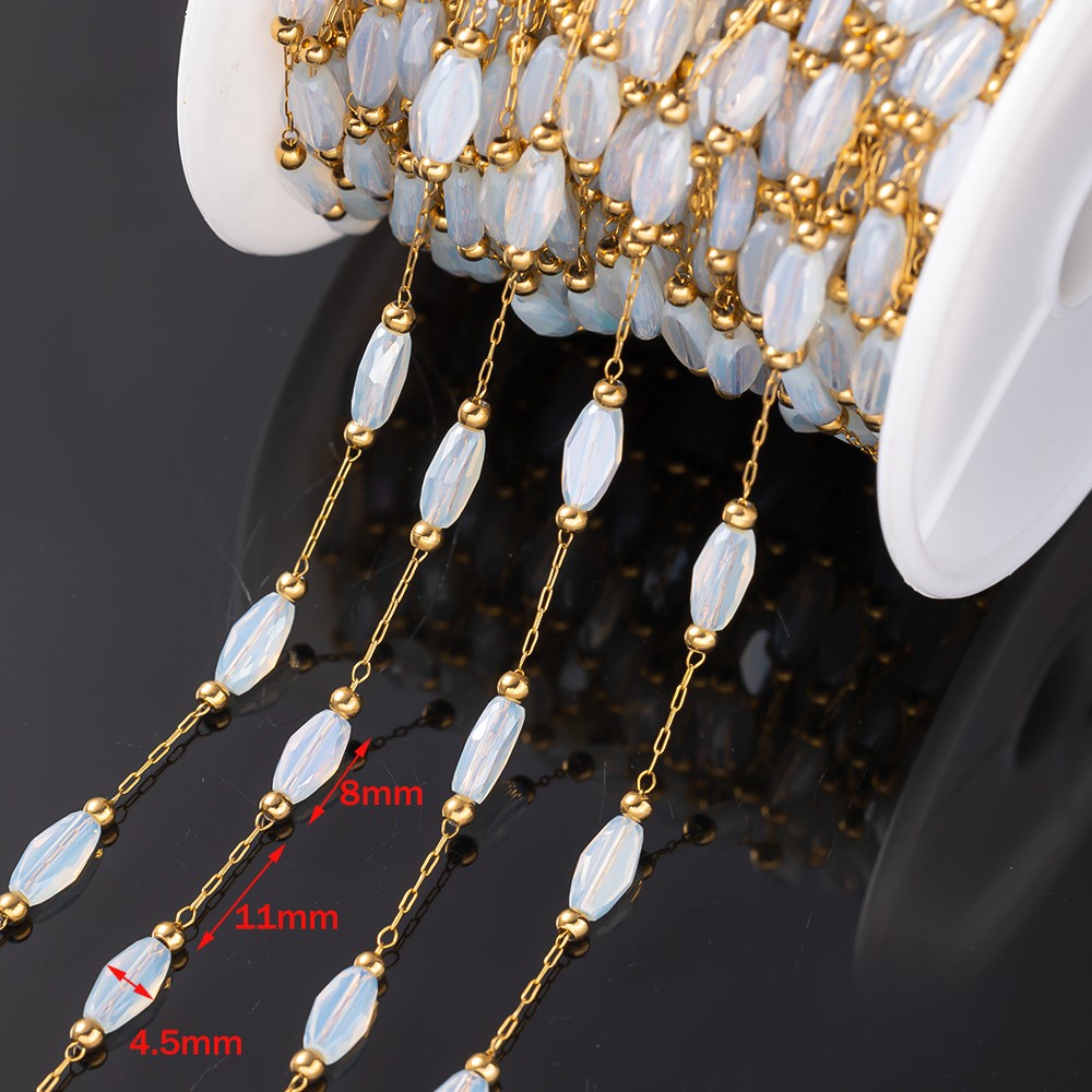 1 メートルのステンレス鋼ゴールドビーズクリスタル菱形チェー - Pearl Trim Chain のレビューと価格