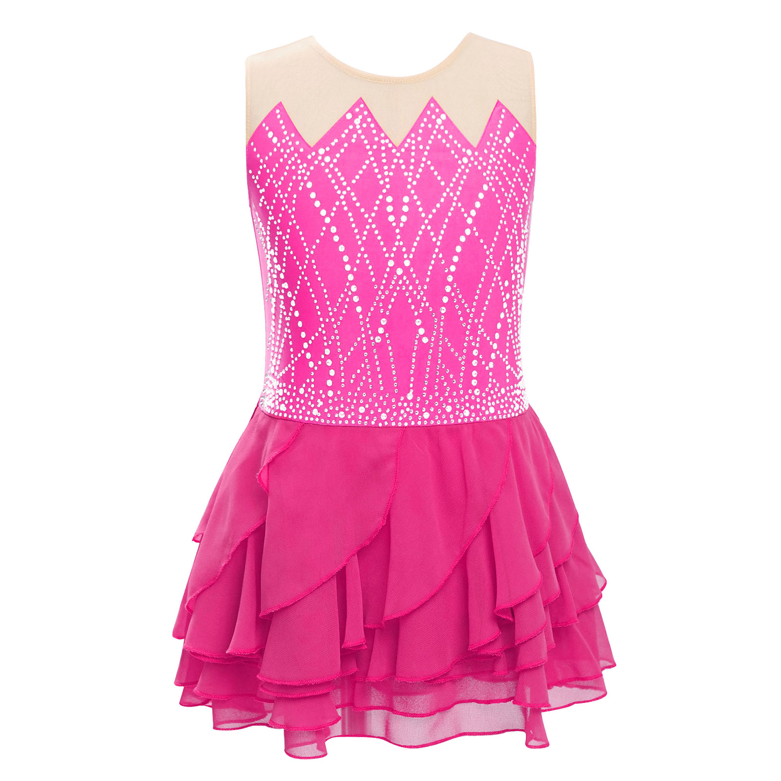 女の子メッシュフィギュアスケートドレスダンスレオタード子供バ - Rhinestone Banding Trim のレビューと価格